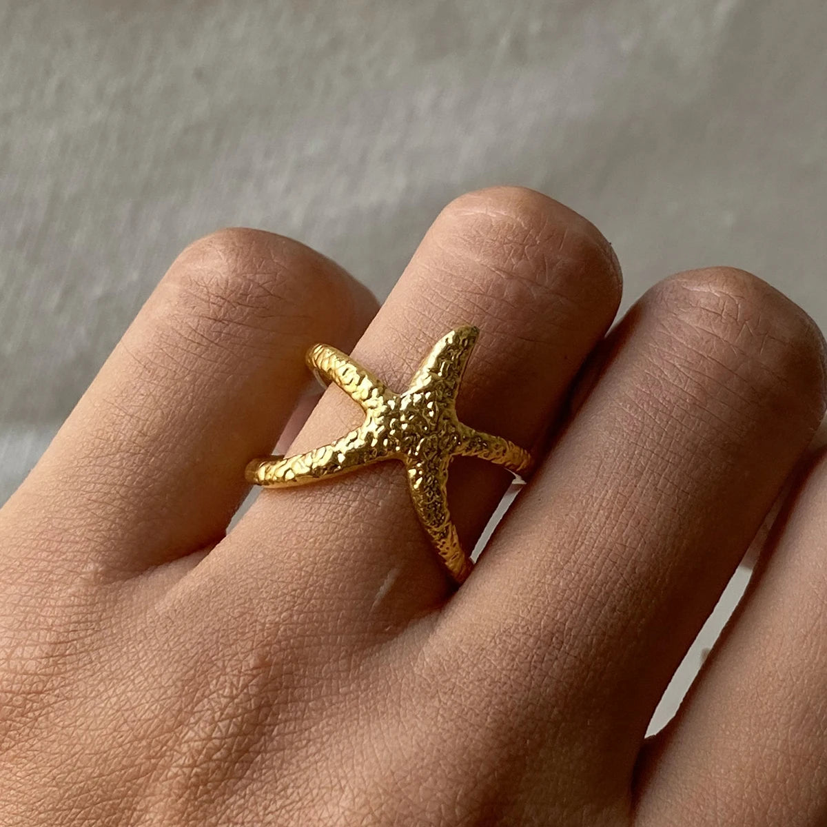 Uworld Beach Style Stainless Steel Star Open Ring Metal Waterproof Fashion Gold Color Jewelry Gift anillo acero inoxidable mujer