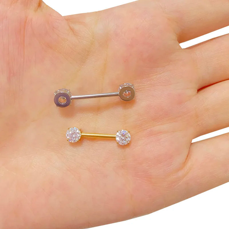 G23 Titanium PIERC Barbell Ring Nipple Ring Barbell Zircon 16/14/12mm Ear Bar Piercing Bar Barbells Nipple Piercing Jewelry