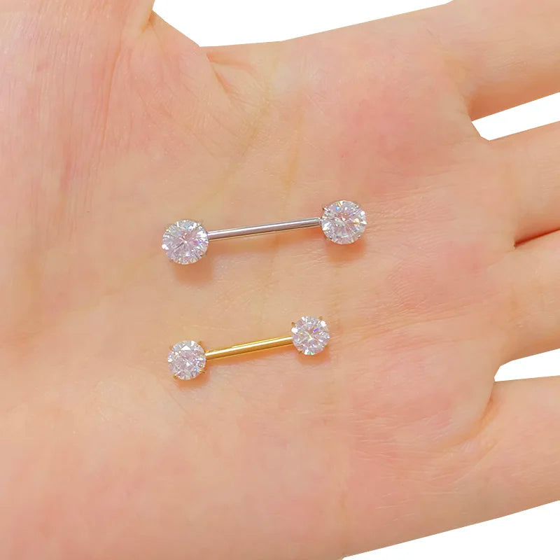 G23 Titanium PIERC Barbell Ring Nipple Ring Barbell Zircon 16/14/12mm Ear Bar Piercing Bar Barbells Nipple Piercing Jewelry