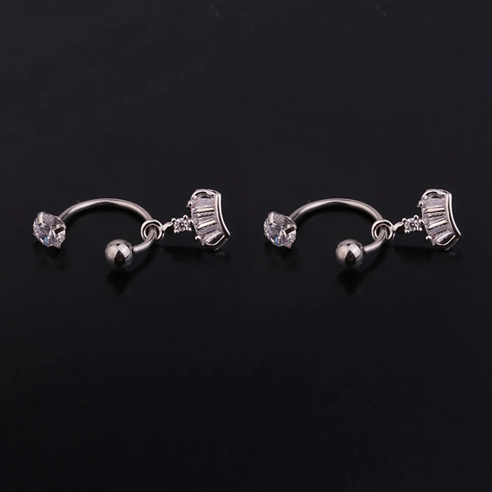 1 Pair Stainless Steel Mini CZ Drop Earring Women Moon Flower Tragus Cartilage Helix Hoop Conch Rook Daith Lobe Piercing Jewelry