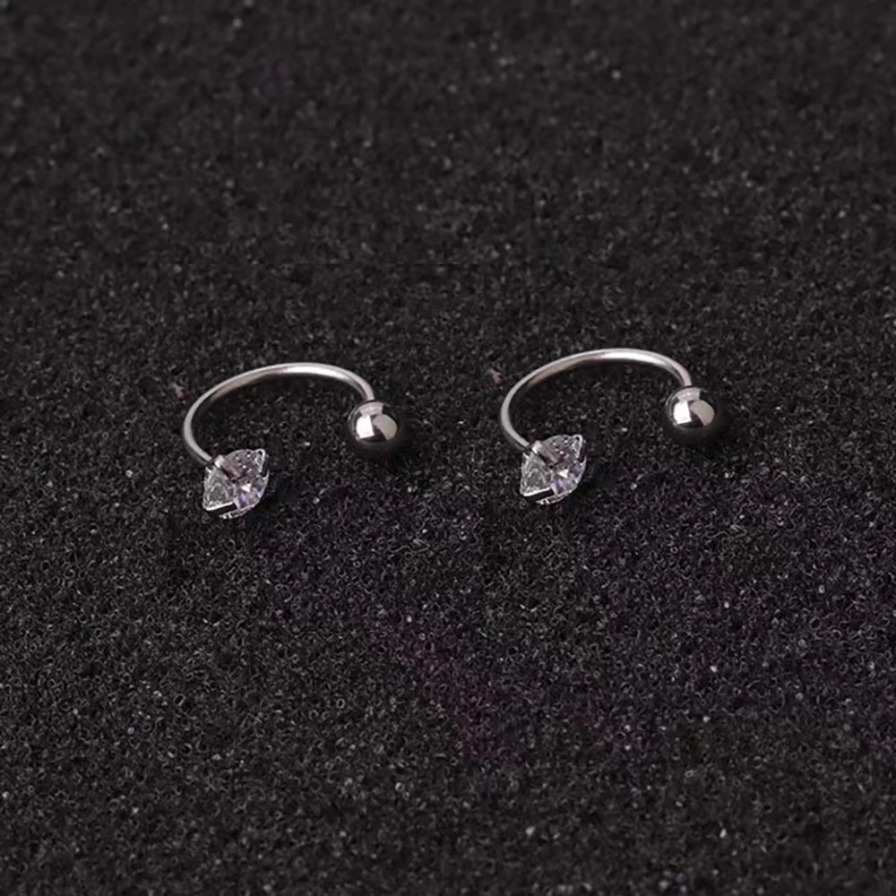 1 Pair Stainless Steel Mini CZ Drop Earring Women Moon Flower Tragus Cartilage Helix Hoop Conch Rook Daith Lobe Piercing Jewelry