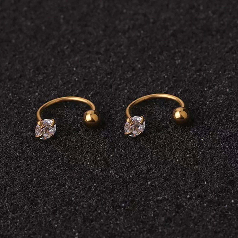 1 Pair Stainless Steel Mini CZ Drop Earring Women Moon Flower Tragus Cartilage Helix Hoop Conch Rook Daith Lobe Piercing Jewelry