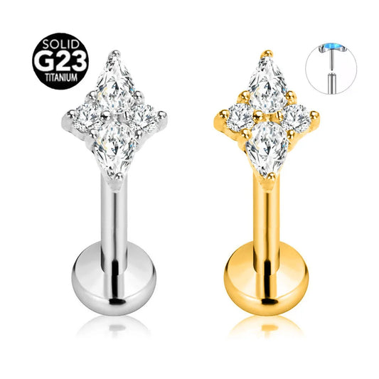 ASTM F136 G23 Titanium Star Teardrop Threadless Piercing Daith Conch Tragus Flat Back Earring Pin Push in Lip Stud 16G 18G 20G