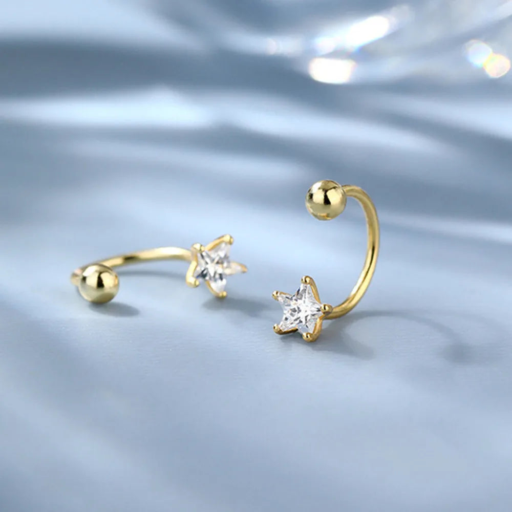 1 Pair Stainless Steel Mini CZ Drop Earring Women Moon Flower Tragus Cartilage Helix Hoop Conch Rook Daith Lobe Piercing Jewelry