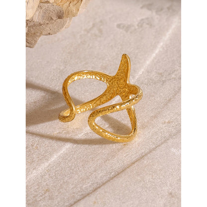 Uworld Beach Style Stainless Steel Star Open Ring Metal Waterproof Fashion Gold Color Jewelry Gift anillo acero inoxidable mujer