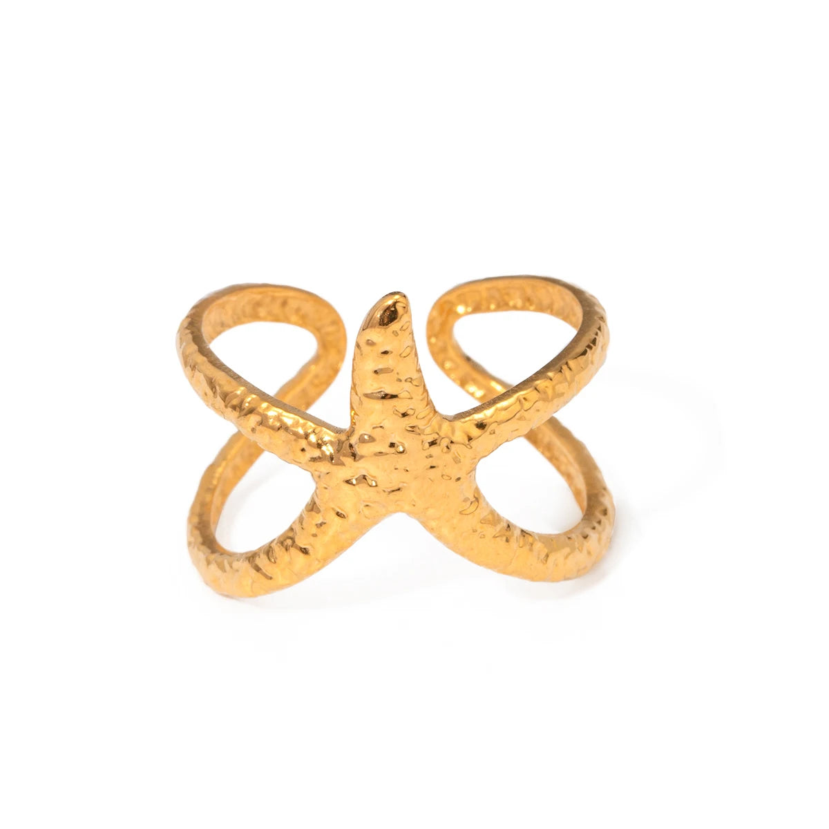 Uworld Beach Style Stainless Steel Star Open Ring Metal Waterproof Fashion Gold Color Jewelry Gift anillo acero inoxidable mujer