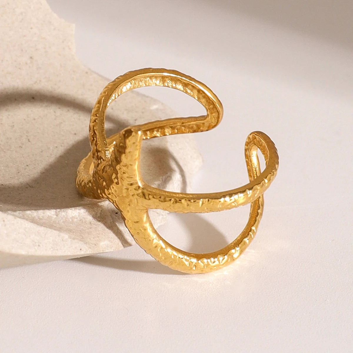Uworld Beach Style Stainless Steel Star Open Ring Metal Waterproof Fashion Gold Color Jewelry Gift anillo acero inoxidable mujer