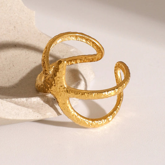 Uworld Beach Style Stainless Steel Star Open Ring Metal Waterproof Fashion Gold Color Jewelry Gift anillo acero inoxidable mujer