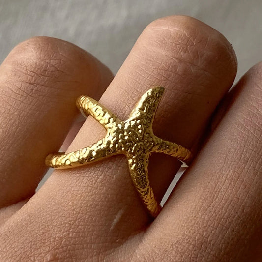 Uworld Beach Style Stainless Steel Star Open Ring Metal Waterproof Fashion Gold Color Jewelry Gift anillo acero inoxidable mujer