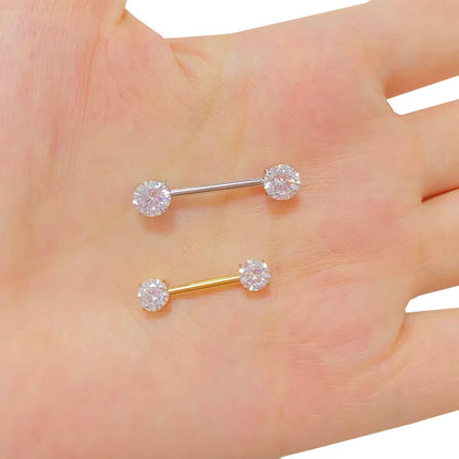 G23 Titanium PIERC Barbell Ring Nipple Ring Barbell Zircon 16/14/12mm Ear Bar Piercing Bar Barbells Nipple Piercing Jewelry