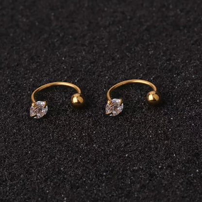 1 Pair Stainless Steel Mini CZ Drop Earring Women Moon Flower Tragus Cartilage Helix Hoop Conch Rook Daith Lobe Piercing Jewelry