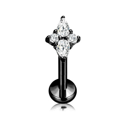 ASTM F136 G23 Titanium Star Teardrop Threadless Piercing Daith Conch Tragus Flat Back Earring Pin Push in Lip Stud 16G 18G 20G