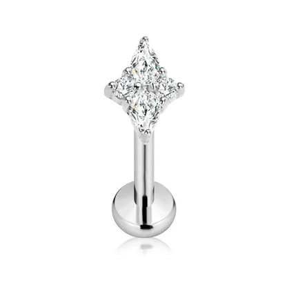 ASTM F136 G23 Titanium Star Teardrop Threadless Piercing Daith Conch Tragus Flat Back Earring Pin Push in Lip Stud 16G 18G 20G