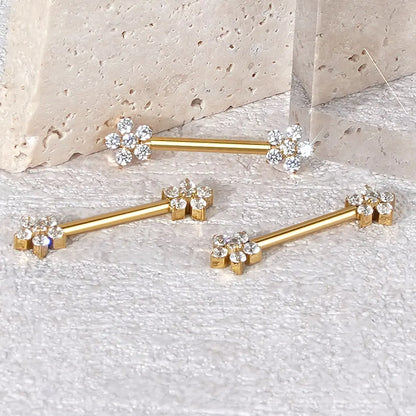 1/5PCS Titanium Zircon Flower Nipple Piercing CZ Sexy Nipple Shield Ring Nails Barbell Body Piercing Jewelry Chest Decor 14G
