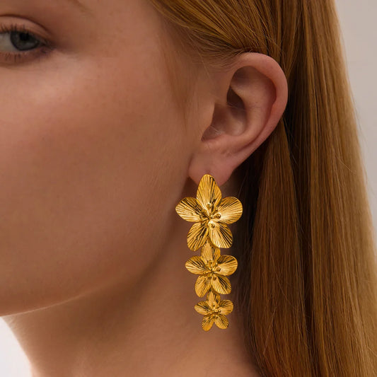 Boucle d'oreille Fleur d'or