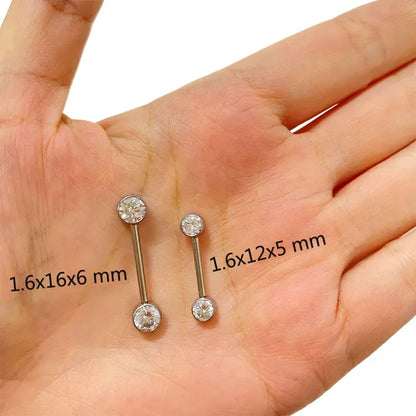 G23 Titanium PIERC Barbell Ring Nipple Ring Barbell Zircon 16/14/12mm Ear Bar Piercing Bar Barbells Nipple Piercing Jewelry