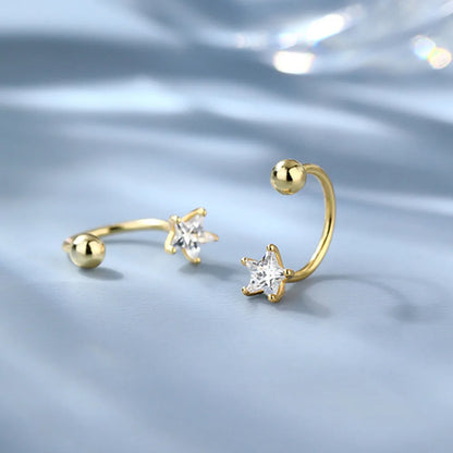 1 Pair Stainless Steel Mini CZ Drop Earring Women Moon Flower Tragus Cartilage Helix Hoop Conch Rook Daith Lobe Piercing Jewelry