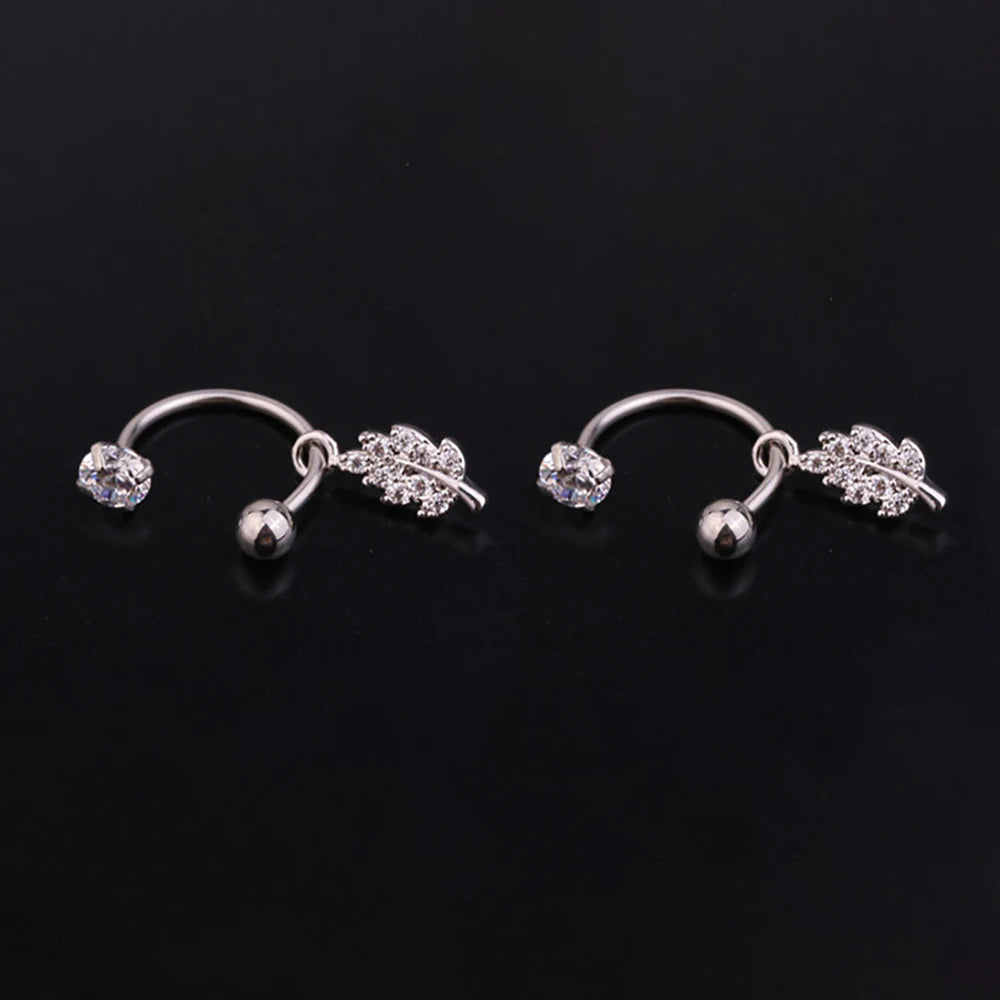 1 Pair Stainless Steel Mini CZ Drop Earring Women Moon Flower Tragus Cartilage Helix Hoop Conch Rook Daith Lobe Piercing Jewelry